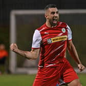 Cliftonville's  Joe Gormley celebrates his goal. Pic Colm Lenaghan/Pacemaker