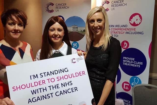 Pam Cameron MLA, Victoria Poole (Cancer Research Volunteer) and Carla Lockhart MP (taken prior to COVID restrictions).