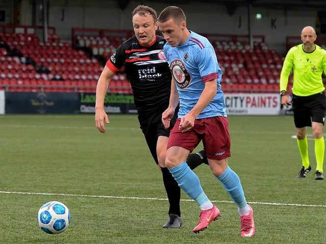 Brendan McLaughlin fired home Institute's second goal against Dundela.