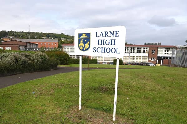 Larne High School, where more than half of pupils  could not come to class on Monday because they were in close contact with someone with Covid-19.
  Photo: Stephen Hamilton