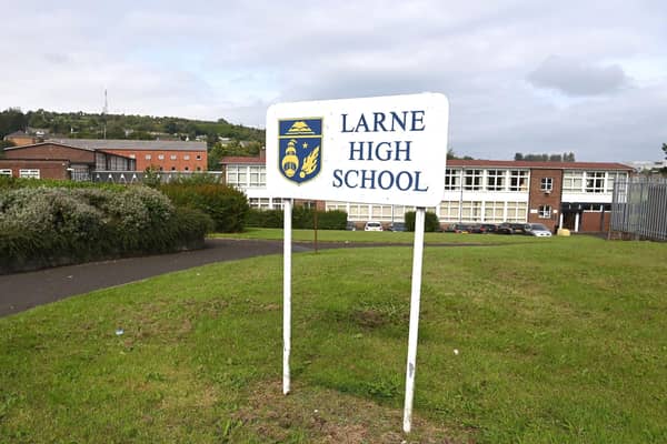 Larne High School, where more than half of pupils  could not come to class on Monday because they were in close contact with someone with Covid-19.  Photo: Stephen Hamilton