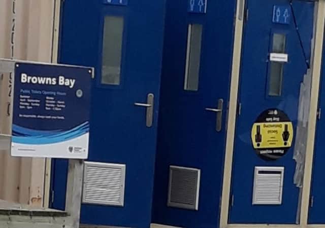 Portable toilets at Brown's Bay in Islandmagee.