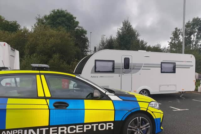 A PSNI picture of one of the stolen caravans located at Dungannon.