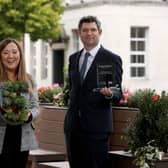 Christopher Morrow, Head of Communications and Policy, NI Chamber and Olivia Stewart, Communications Manager, NI Chamber launch the entry process for the 2021 Chamber Business Awards