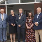 Paul Hewitt, Chairman of the UNZT Board of Directors, Ms Shannon Austin, New Zealand Deputy High Commissioner to the UK, LCCC Mayor Alderman Stephen Martin & Mayoress, Brian McKnight, UNZT Patron, Jack Ballance Wallace, descendant of Premier John Ballance