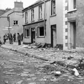 Some of the carnage after the 1972 triple IRA car bomb attack which claimed nine lives and injured 30 in Claudy, Co Londonderry