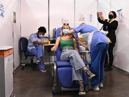 Danielle McElroy (aged 17) who was the last person to receive the vaccine at the SSE Arena.