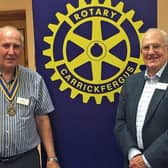 President Sam Crowe welcomes Trevor Reid, previously a Rotarian with Castle Douglas Club, to membership of Carrickfergus Rotary Club.