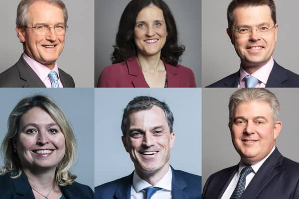The last six NI secretaries, spanning a decade: top row, L-R – Owen Paterson, Theresa Villiers, James Brokenshire