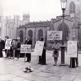 Members of CND hold a vigil and wreath laying, Sheffield, August 6th 1970, the 25th anniversary of the dropping of the first atom bomb on Hiroshima. Picture: Yorkshire Post archives