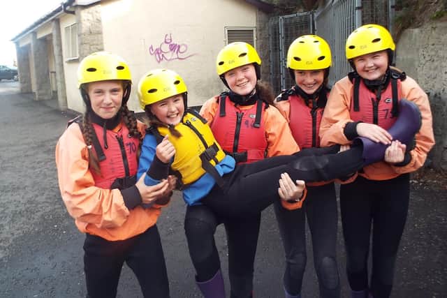 Year 9 pupils ready for bouldering during their recent visit to Shannaghmore Outdoor Education Centre