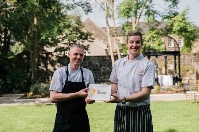 L-R Greg Ferguson Head Chef and Martin Gourley Sous Chef of Dunadry Hotel And Gardens with the AA Rosette for its Mill Race Restaurant