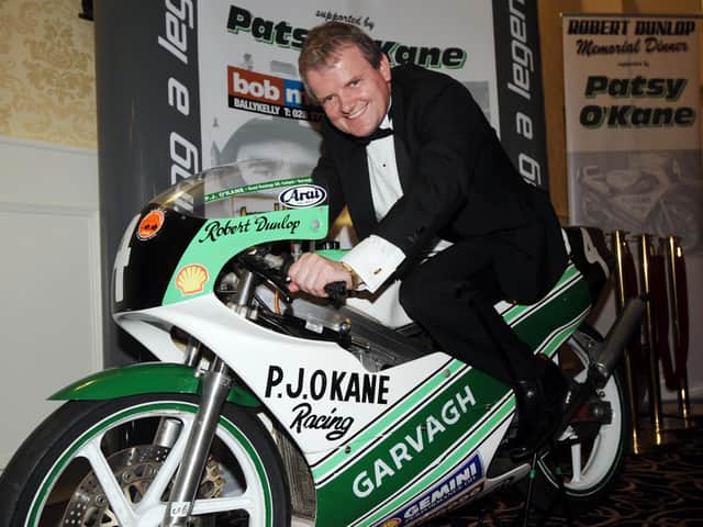 Bob Mullan with the 125cc PJ O'Kane Honda raced by Robert Dunlop that he bought during a tribute night held in memory of the Ballymoney road racing legend in 2008.