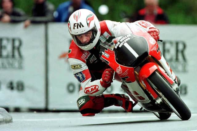Coleraine rider Owen McNally on the Bob Mullan Motors 125 Honda at the Isle of Man TT in 1997.