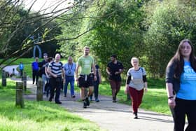 As part of the charity’s ‘Home Safe Home’ fundraising campaign, staff and
volunteers from Habitat ReStore here in Ballymena walked 100 miles around the Ecos Centre