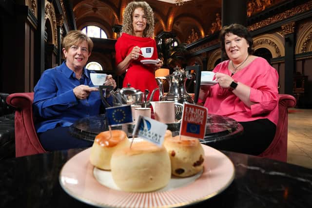 The judges for the Dairy Council NI's Best Scone NI competition celebrating almost 15,000 public votes. The judging panel includes local celebrity chef, Paula McIntyre, food education consultant, Glynis Henderson and Dairy Council NI representative, Valerie Rossborough.