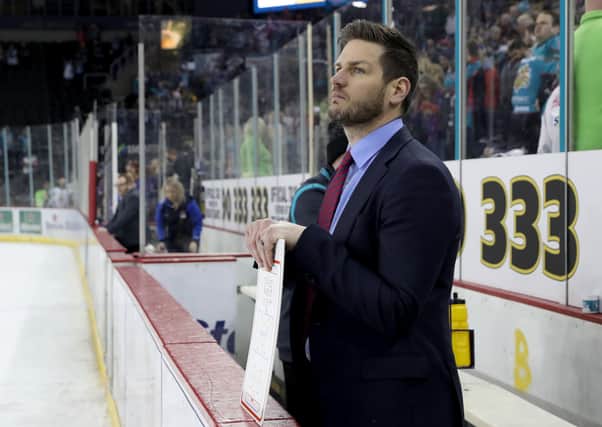 Press Eye - Belfast -  Northern Ireland - 02nd February 2019 - Photo by William Cherry/Presseye

Belfast Giants head coach Adam Keefe after Saturday nights Elite Ice Hockey League game at the SSE Arena, Belfast.   Photo by William Cherry/Presseye