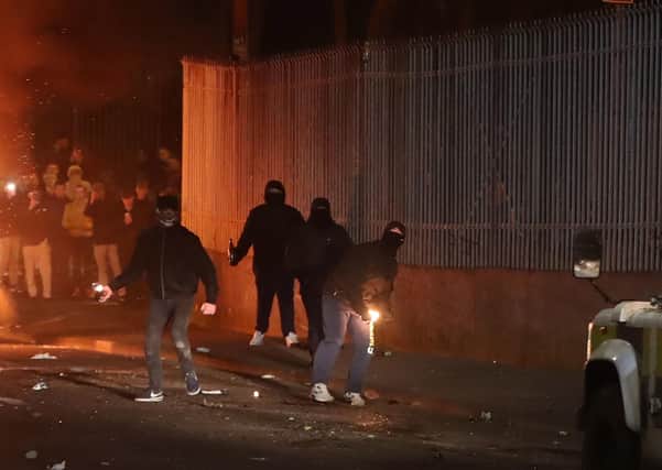 18/04/2019: petrol bombs being thrown at police in Creggan, Londonderry, where Lyra McKee was later shot