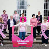 Pictured at the launch of Breast Cancer Awareness Month (BCAM) are Action Cancer Ambassadors. These women had their breast cancer detected on board the Big Bus or at Action Cancer House. Front and centre: Deborah Hyndman (North Belfast) Second row: Andrea Quinn (Banbridge), Margaret McKenna (Glengormley), Bridie Treanor pictured in centre (Rosslea), Ursula McFarland (Ederney), Nicola Bell (Bangor) Back row: Mary Toland (Holywood), Martine Gilmour (Muckamore), Margaret Snodden (Lisburn), Elaine Loughlin (Poyntzpass), Adele Kennedy (Coleraine)