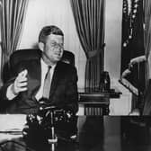 35th president of the USA John F Kennedy (1917 - 1963), left, at the White House with ex-president Harry S Truman (1884 - 1972).  (Photo by Central Press/Getty Images)