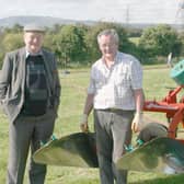 Brian Simpson and George Huey at the Kilroot Ploughing Society’s centenary match in September 2007. Picture: Kevin McAuley/Farming Life archives