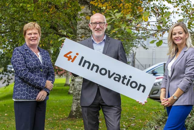 Pictured at the launch of the 4i Innovation project which is aiming to create over 50 jobs in the Ballymena area with funding from The Gallaher Trust are, from left, Dr Vicky Kell, Invest NI Director of Innovation, Research and Development, Stephen Scullion, Ballymena Business Centre’s 4i Innovation Manager and Lauren McAteer, a member of The Gallaher Trust’s Board of Trustees.