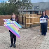 Youth ambassador and year 10 Carrick Academy pupil, Madison Wright, with Aislinn Delaney, family support worker at Northern Ireland Children’s Hospice