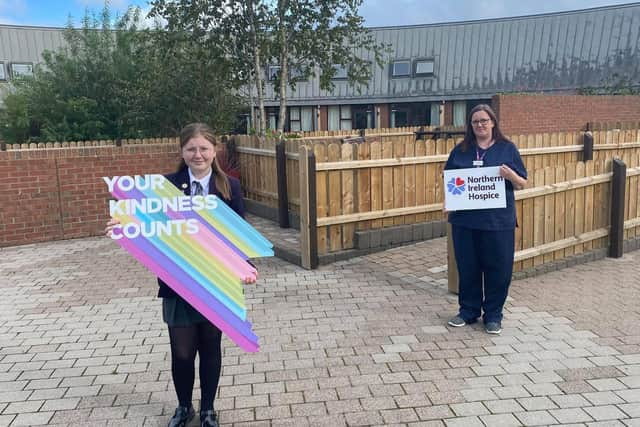 Youth ambassador and year 10 Carrick Academy pupil, Madison Wright, with Aislinn Delaney, family support worker at Northern Ireland Children’s Hospice