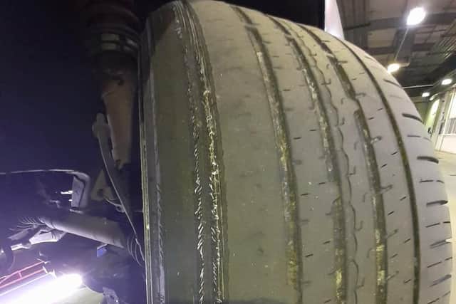 Defective tyres were discovered on a number of vehicles.