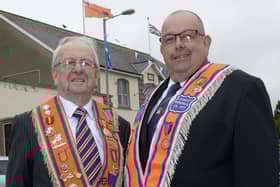 Jim Bell with his son Maurice, who followed in his footsteps both into the funeral business and as an Orangeman. Edward Byrne Photography