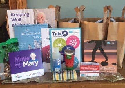 The ‘5 steps to Wellbeing Packs’ which were received by Muckmore WI members at their September meeting