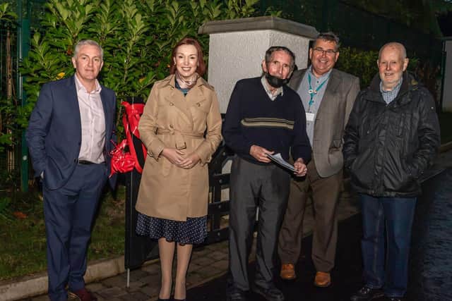 Damian Cassidy, Jennifer Welsh, George Shields, Garth Anderson, and Eamon Regan pictured at the official opening of the Mid Ulster Sanctuary.