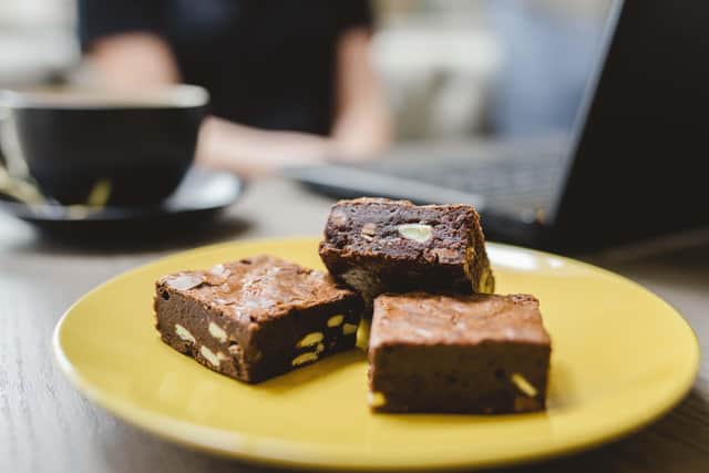 Angela’s brownies are rich in quality chocolate