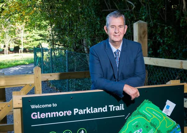 Environment Minister Edwin Poots MLA is pictured at the new Glenmore Park Trail in Lisburn