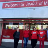 To raise money for SuperValu’s charity partner Action Cancer, staff member Linda Mitchell (second from right) loses her purple locks in a head shave fundraising activity. Linda is joined by (from left) Store Manager Maggie Fearon, Action Cancer Corporate Fundraising Manager Lucy McCusker, Meena Poole and Store Owner Jamie Poole.