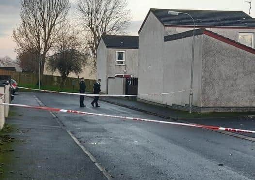 The scene in Enniskeen, Craigavon as police deal with reports of a suspected pipe bomb exploding.