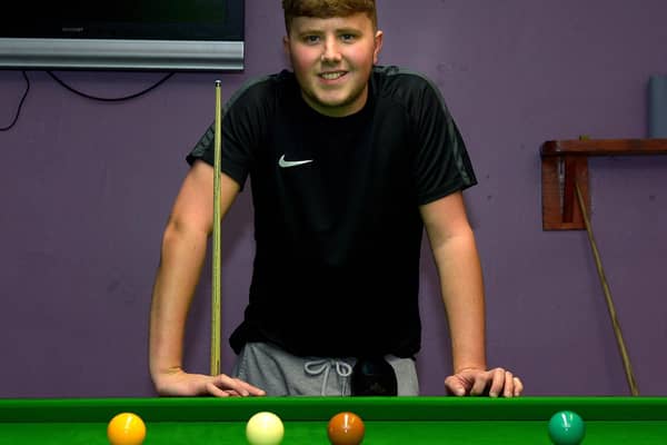 Christopher Clifford practising ahead of the  BetVictor Northern Ireland Open, which takes place in the Waterfront Hall later this month. Picture George Sweeney.