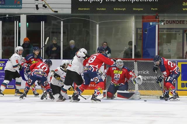 The Belfast Giants and Dundee Stars in action in Dundee. The game ended 4-2 to the Stars. Picture: Derek Black