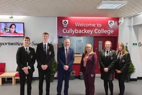 Education Minister Ms Michelle McIlveen MLA on her visit to  Cullybackey College along with Mr Mervyn Storey MLA.