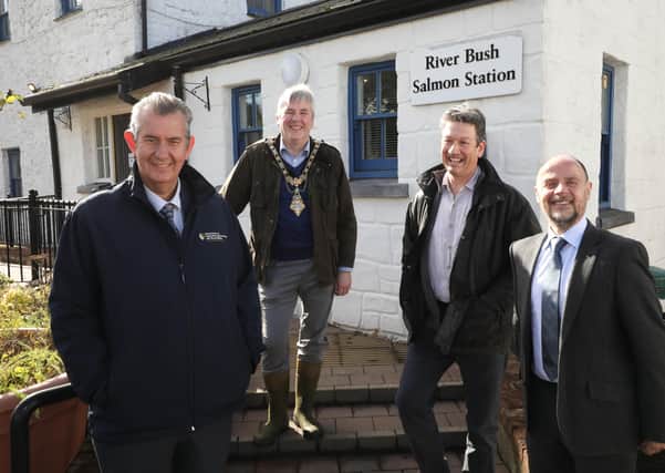 Minister Poots is pictured with (left to right) Mayor of Causeway Coast and Glens Councillor Richard Holmes, Mr Anthony Macnaghten and DAERA Permanent Secretary Anthony Harbinson