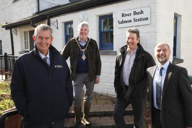 Minister Poots is pictured with (left to right) Mayor of Causeway Coast and Glens Councillor Richard Holmes, Mr Anthony Macnaghten and DAERA Permanent Secretary Anthony Harbinson