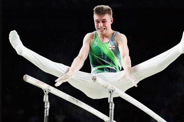 Ewan McAteer of Northern Ireland competes on the horizontal bar during the Gymnastics Artistic Men's Team event on day one of the Gold Coast 2018 Commonwealth Games at Coomera Indoor Sports Centre on April 5, 2018 on the Gold Coast, Australia. (Photo by Hannah Peters/Getty Images)
