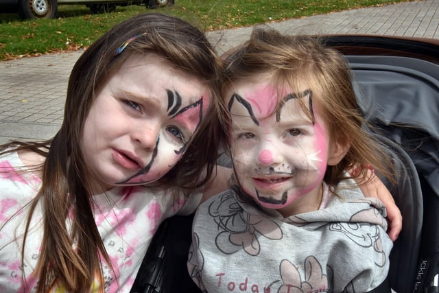 Ruby Sergeant (3) and Amelia Grattan (2) proudly showing off their painted faces at the ABC Council Fun Day. PT32-211.