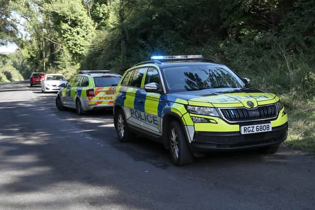 Emergency services at the scene of a serious incident on the Rectory Road, Larne. Picture: Declan Roughan / Press Eye