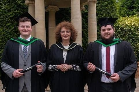 Adam Kirkpatrick, Karla Kosch, Engineering lecturer and Cameron Middleton. Adam and Cameron, who were silver medallists in the Industrial Robotics category at last year’s WorldSkills UK national finals, have secured their spot on the UK national squad for the international finals in Shanghai, China later this year