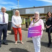 Pictured are David Gillespie, Ledcom; Jackie Reid, Access Employment Limited; Deputy Mayor Councillor Beth Adger MBE; Amira Graham, Edwards & Co.; Colin Jess, Social Enterprise NI (SENI) and Lorraine Black, Access Employment Limited.