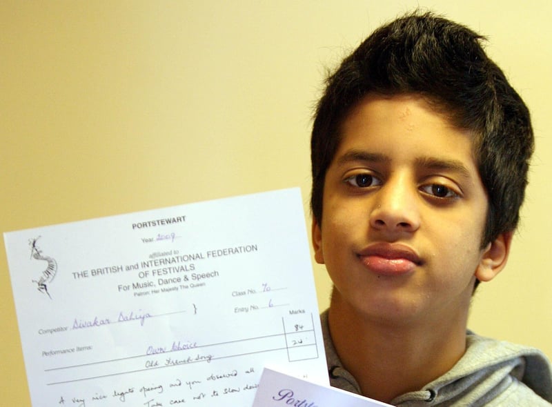 Divakar Dahiya, second in grade 3 solo, at Portstewart Music Festival back in May 2009