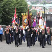 The Apprentice Boys of DerryRelief of Derry parade en route  along the Derry Walls on August 14, 2021. Picture: Lorcan Doherty/Presseye