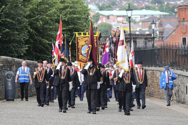 The Apprentice Boys of Derry

Relief of Derry parade en route  along the Derry Walls on August 14, 2021.

 Picture: Lorcan Doherty/Presseye