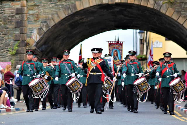 Hamilton Flute Band make their way though New Gate during the 20221 Relief of Derry parade. Picture: Lorcan Doherty/Presseye